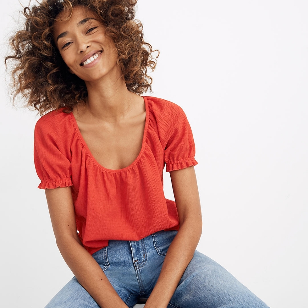 🖤 MADEWELL Texture & Thread Peasant Top